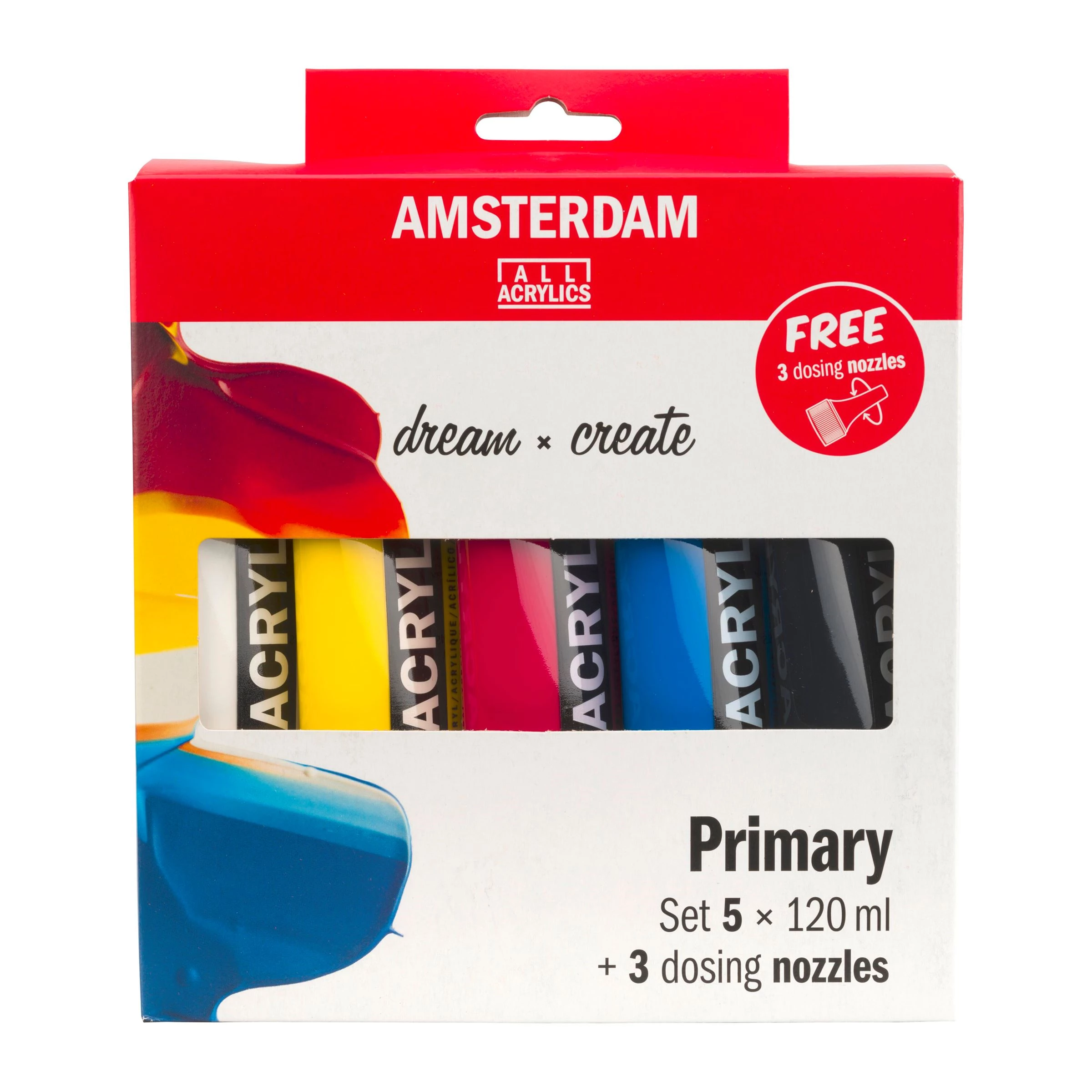 Amsterdam Standard Vernici acriliche - 5 x 120 ml + 3 pz. ugelli dosatori