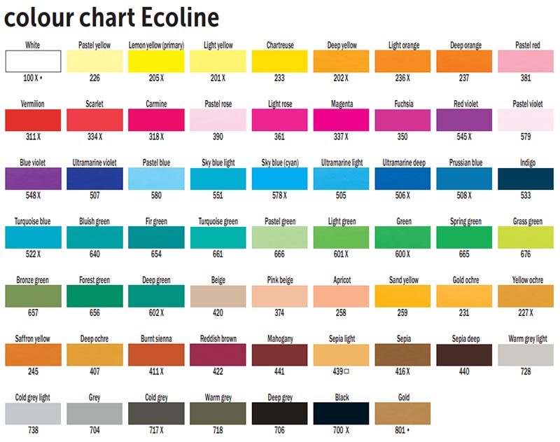Ecoline penna acquerello - SCEGLIERE UN'OMBRA